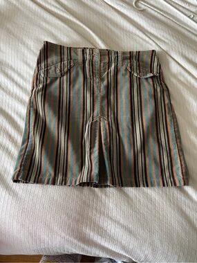 LOFT Striped Mini Skirt in Brown, Teal, Black